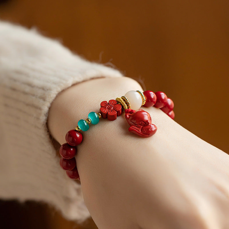 Women's Simple Red Flower Fox Bracelet