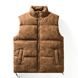 Simple Stand-up Collar Cotton-padded Clothes Vest For Men