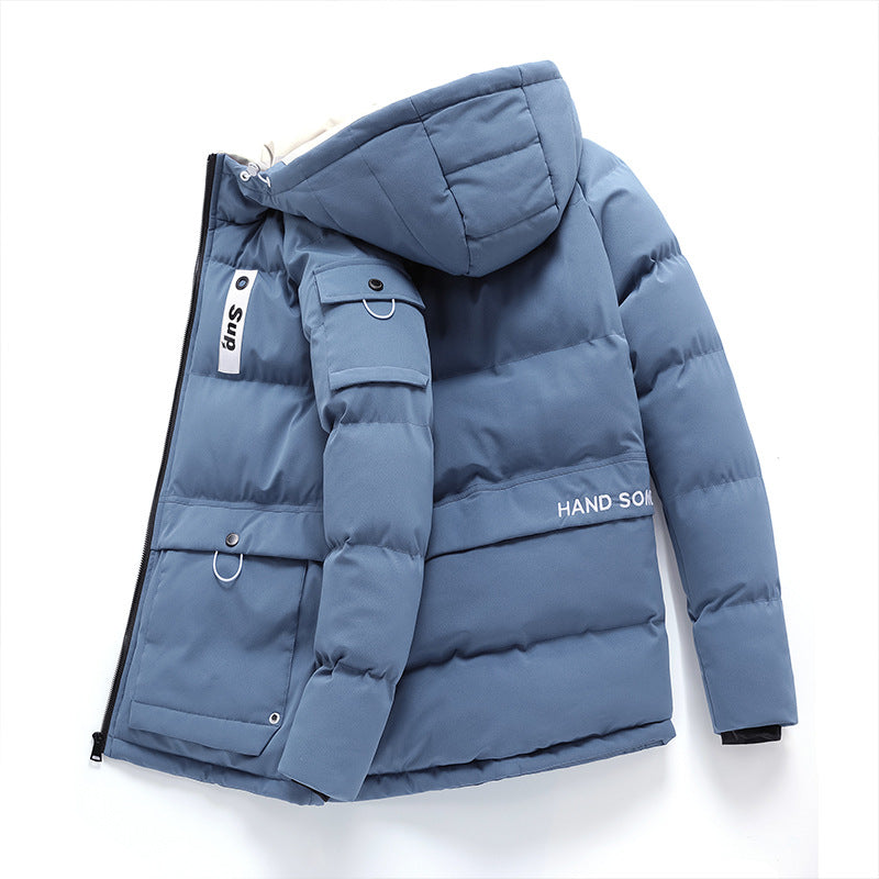 Men's Hooded Slim Fit Casual Down Cotton Padded Jacket: Stay Warm in Style