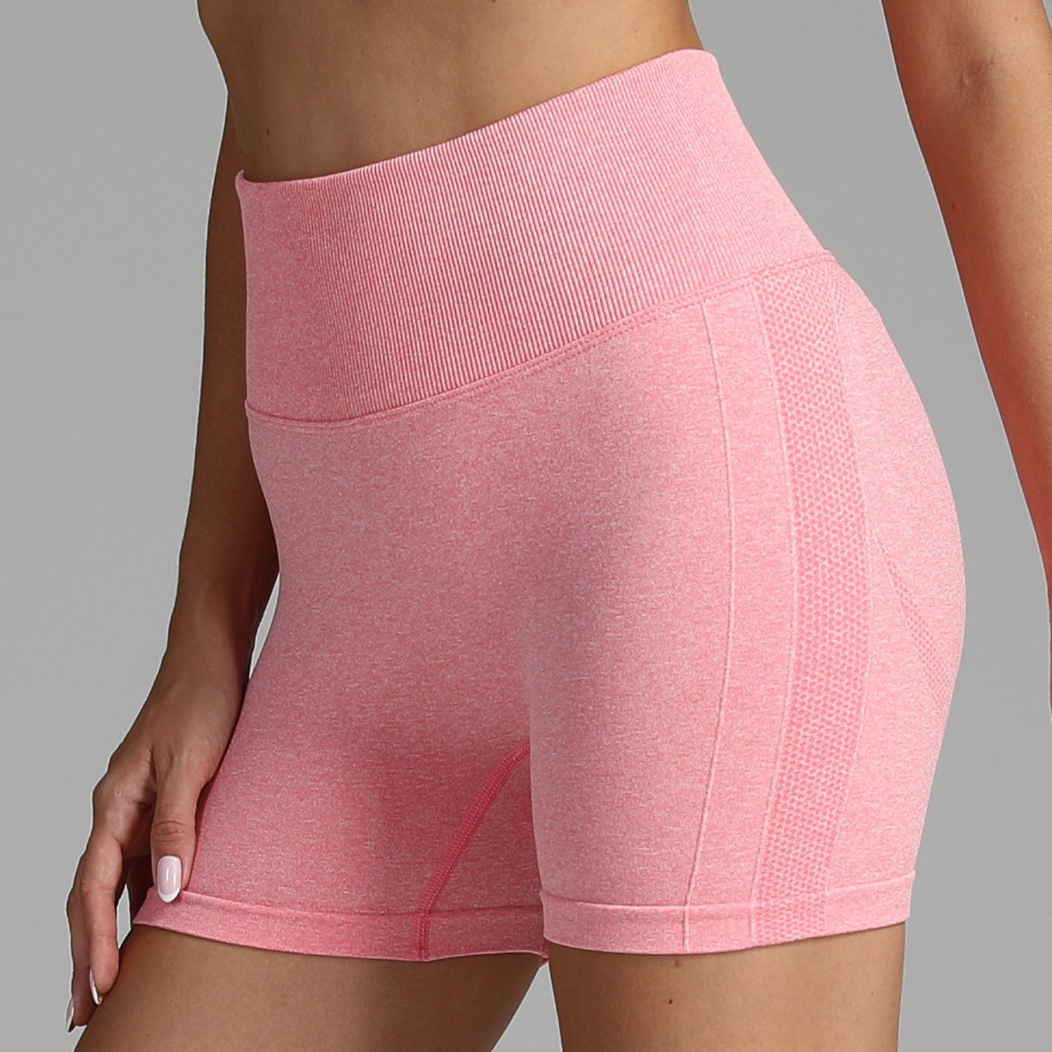 High Waist Yoga Shorts for Women - Seamless, Solid Color, Hip-Lifting Fitness Pants