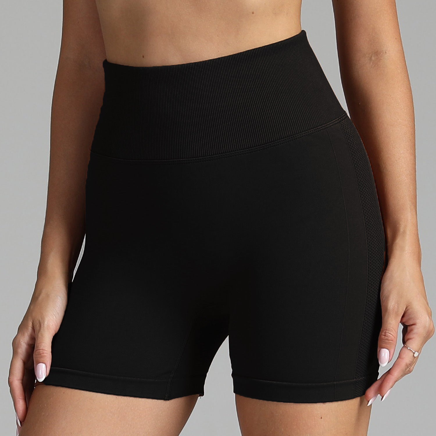 High Waist Yoga Shorts for Women - Seamless, Solid Color, Hip-Lifting Fitness Pants