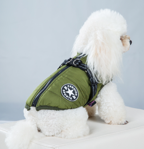 Pet Warm Dog Cotton-padded Clothes Fleece-lined Thickened Reflective Gallus - Minihomy