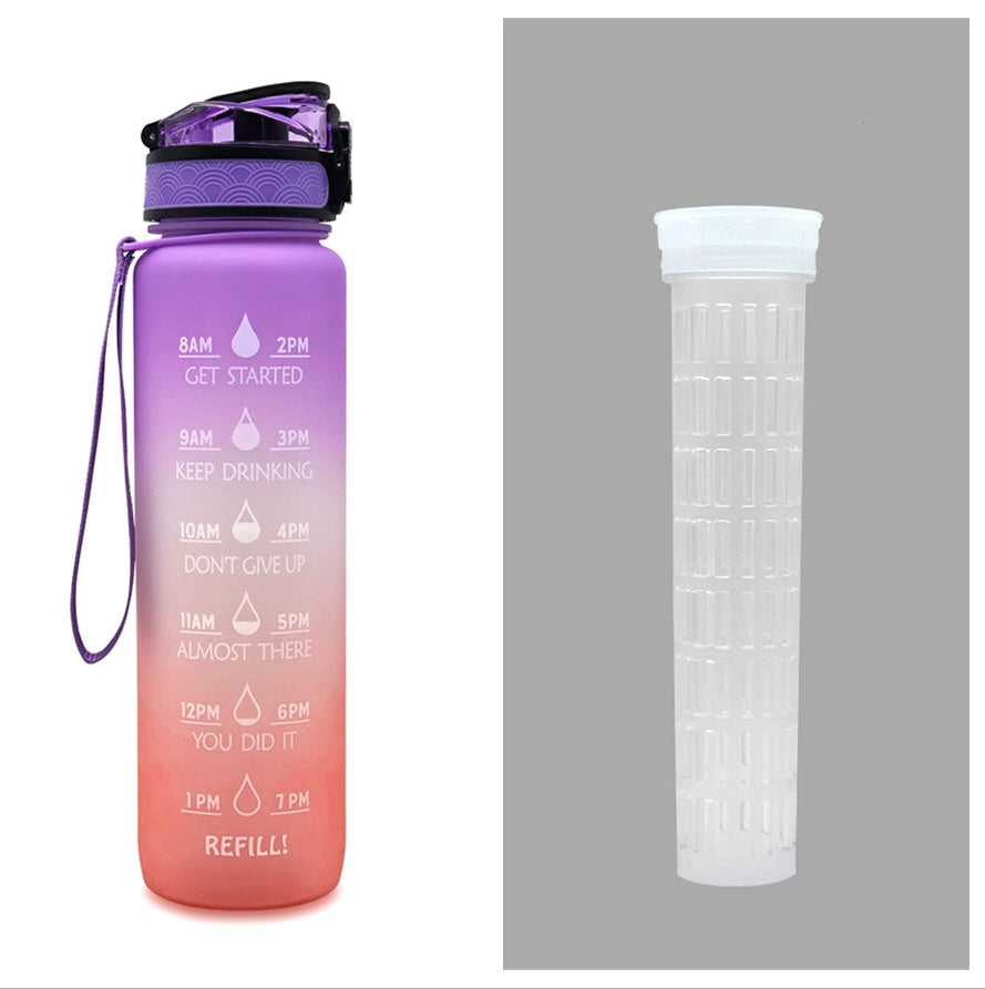 1L Tritan Water Bottle with Time Marker & Bounce Cover - Leakproof Bottle for Sports, Fitness, Cycling - Minihomy