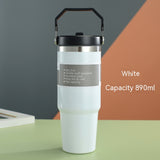 Portable Stainless Steel Travel Tumbler - Insulated Water Bottle with Handle Cover