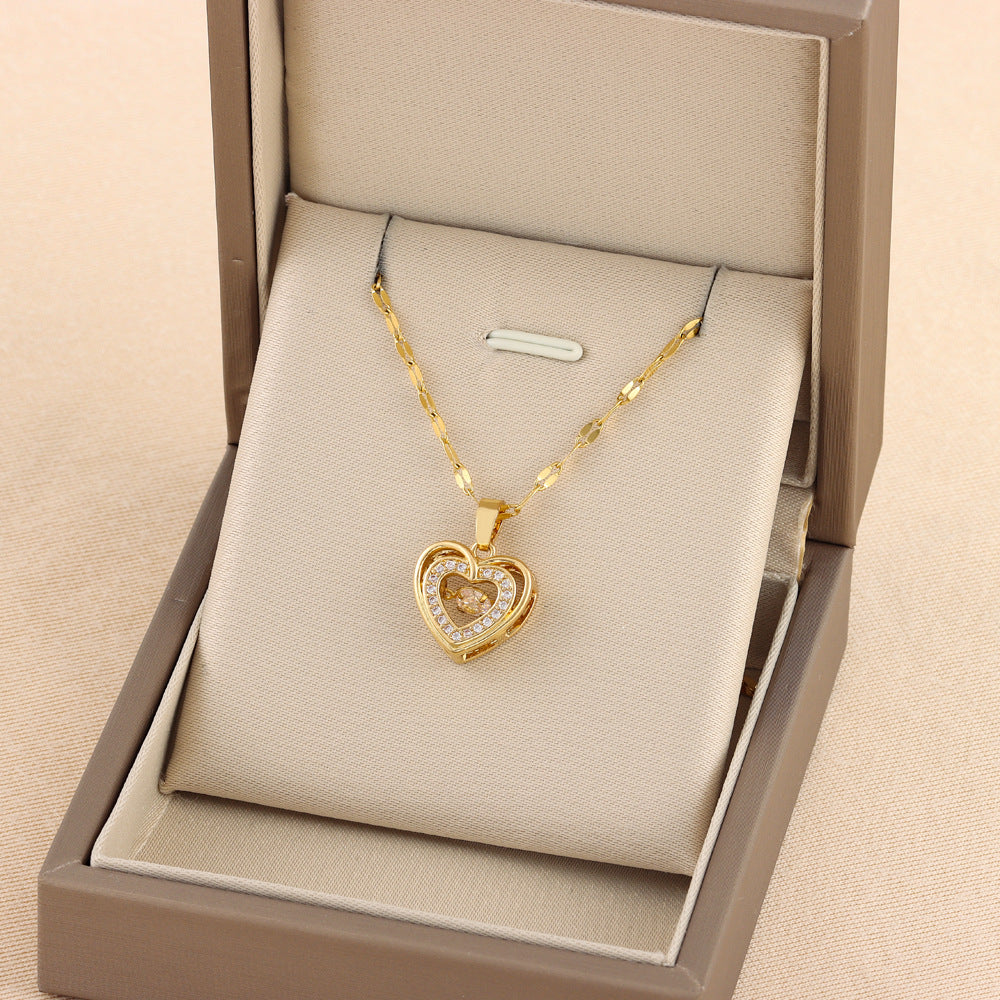 Valentine's Day Gift Double-layer Smart Love Pendant Titanium Steel Necklace