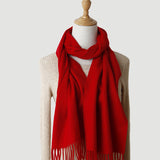 Solid Color Autumn And Winter Tassel Pure Cashmere Scarf For Women