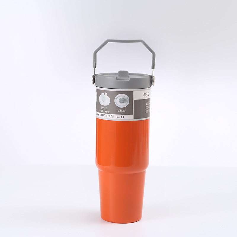 Portable Stainless Steel Travel Tumbler - Insulated Water Bottle with Handle Cover