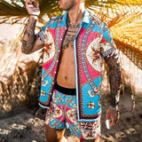 Floral Shirt Beach Two Piece Suit Men Sets
