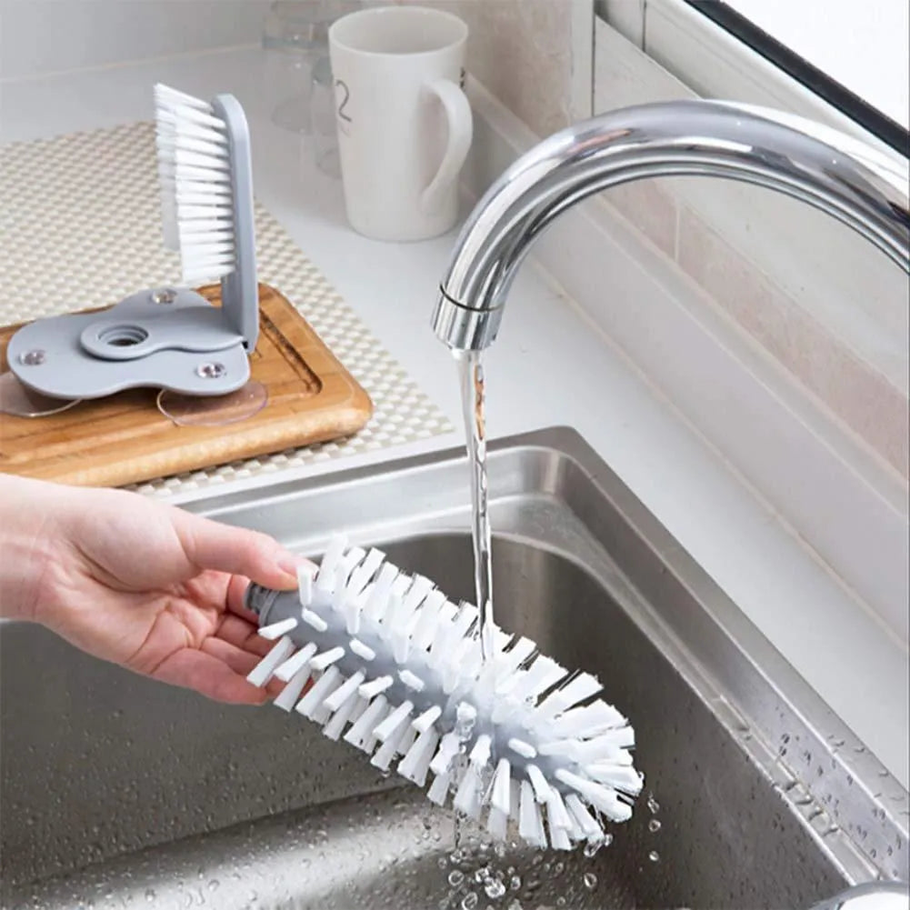 Kitchen Accessories 2 In 1 Cup Scrubber Glass Cleaner Bottles Brush Sink Drink Mug Wine Suction Cup Cleaning Brush Gadgets - Minihomy