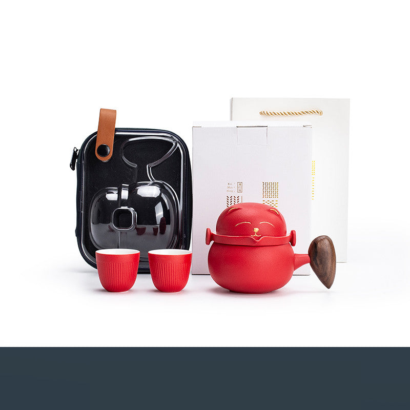 Travel Tea Set  Portable Bag Ceramic Outdoor Teapot