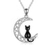 Celtic Moon Cat Necklace for Girls Sterling Silver Irish Jewelry - Minihomy