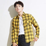 Men Casual Plaid Long Sleeved Shirt - Minihomy