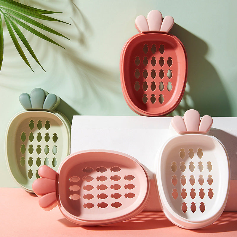 Radish Large Plastic Drain Soap Dish With Lid