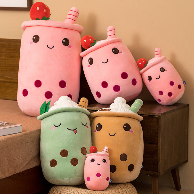 Milk Tea Cup Plush Toy Fruit Pillow Strawberry Matcha Cup Creative Doll - Minihomy