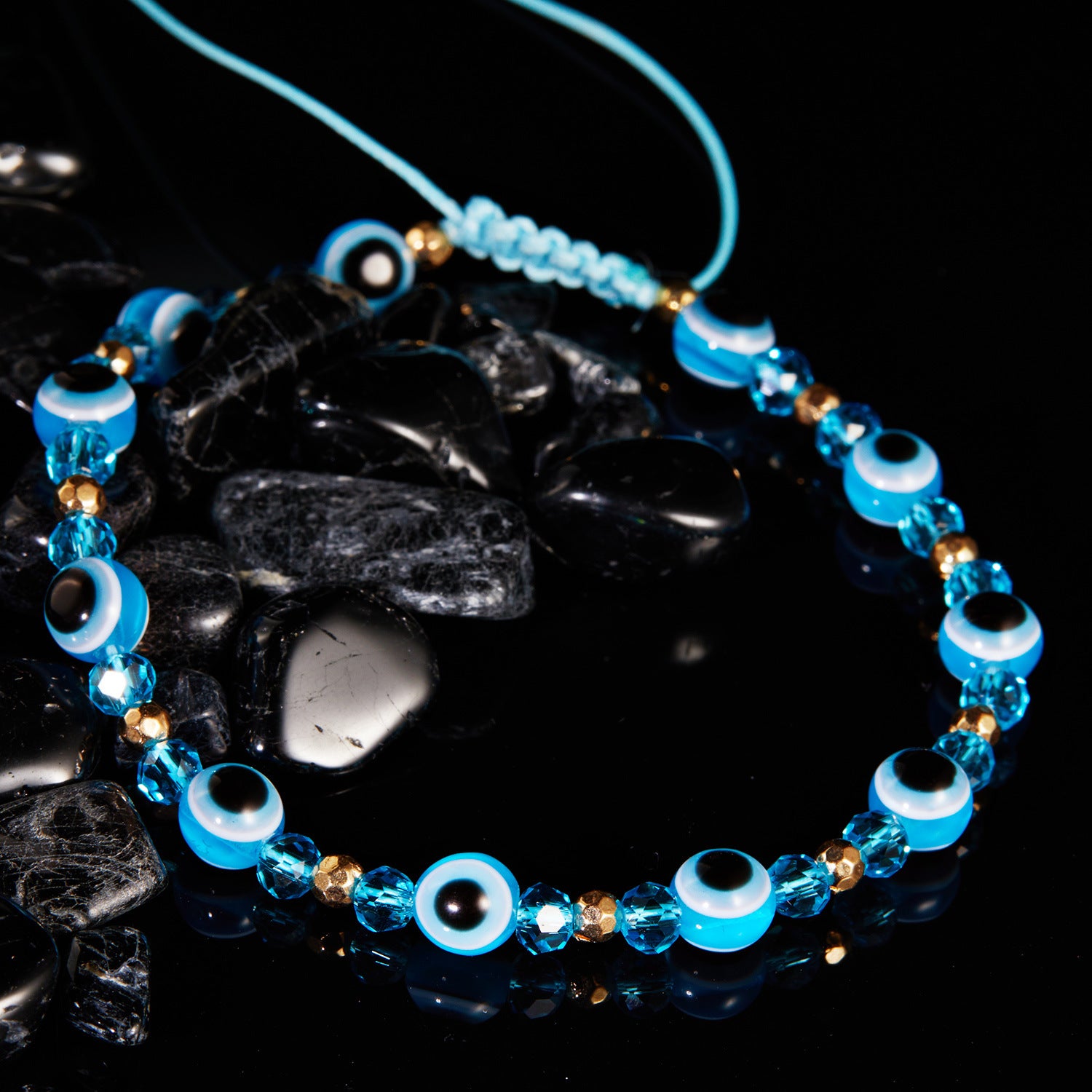 Eye Crystal Bead Pull Adjustable Bracelet - Minihomy