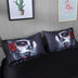 Black Skull Bedding Set Halloween Style Bed Sheet Queen King Double Bed Linen Cotton Blend Flower Skull Duvet Cover Set - Minihomy