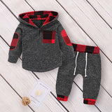 Multicolor Embroidery Plaid Plush Hoodie Suit