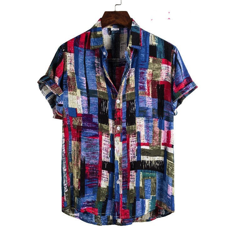 Hawaii beach flower shirt series high-quality cotton men's - Minihomy