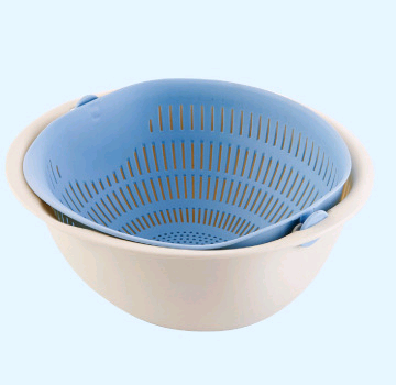 Portable detachable double-layer hollow fruit and vegetable cleaning drain basket Washed rice noodles - Minihomy