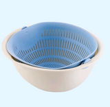 Portable detachable double-layer hollow fruit and vegetable cleaning drain basket Washed rice noodles - Minihomy