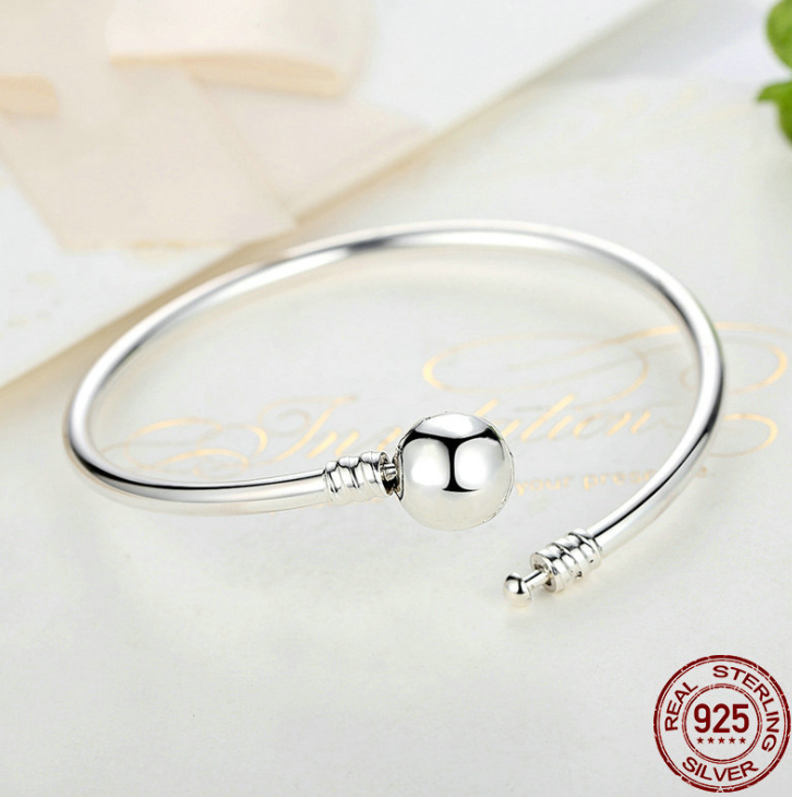 925 Sterling Silver Bracelet Simple Snake Bone Bracelet DIY - Minihomy