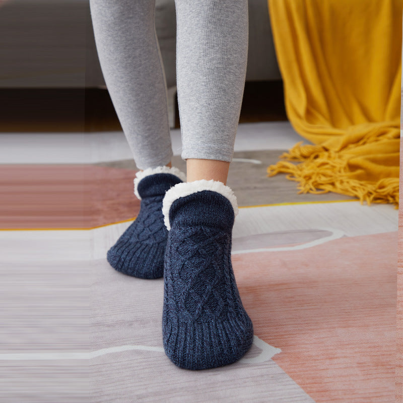 Winter Woolen Socks Women Thicken Warm Home Bedroom Socks Slippers Men Non-slip Foot Warmer Snow Socks
