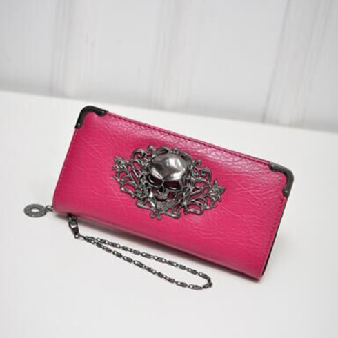 Clutch Coin Purse Women PU Leather Wallet Skull Flower Design Lady Purses - Minihomy