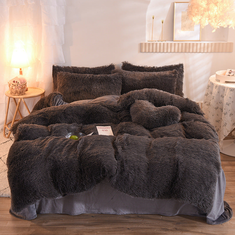 Duvet Cover Queen King Winter Warm Bed Quilt Cover Pillowcase Fluffy Plush Shaggy Bedclothes Bedding Set