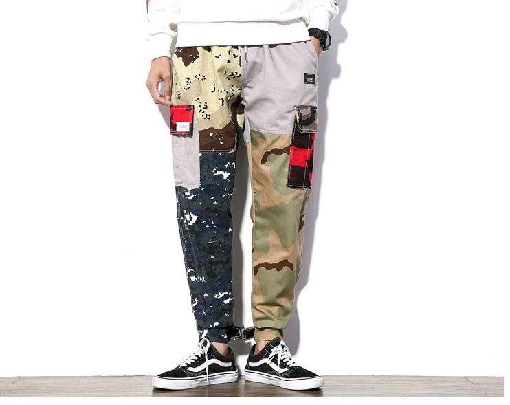 Large size loose camouflage tooling men's elastic waist casual trousers - Minihomy