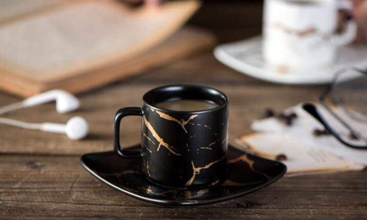 Creative Fresh Nordic Style Marble Matte Gold Ceramic Cup - Minihomy