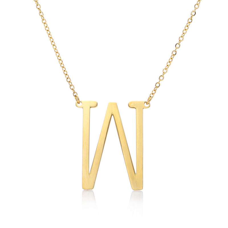 Fabulous Rose Gold Plated Stainless Steel Initial Letter Pendant Necklace - Minihomy