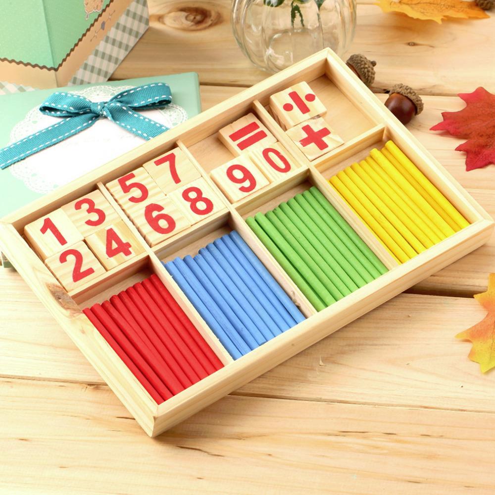 Math Manipulatives Wooden Counting Sticks Intelligence Montessori Math Wooden Color Calculation Education Enlightenment Toy - Minihomy