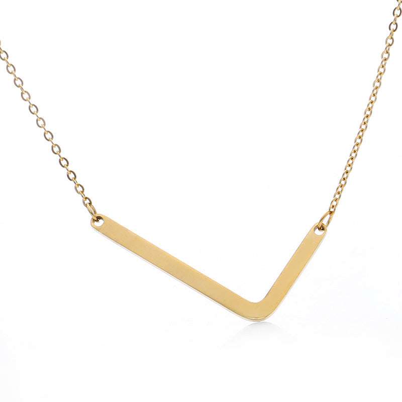 Fabulous Rose Gold Plated Stainless Steel Initial Letter Pendant Necklace - Minihomy