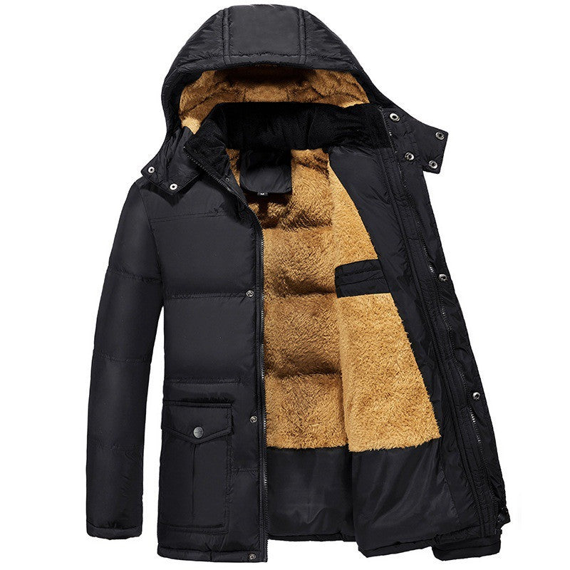 Clothing plus velvet padded jacket men winter - Minihomy