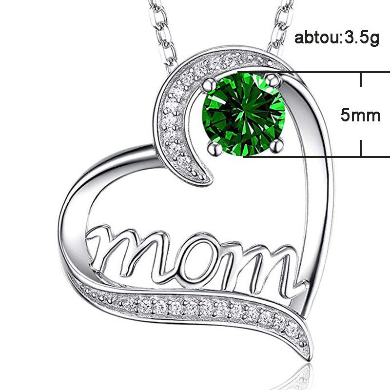 MOM Heart Claw Necklace with Zircon - Minihomy