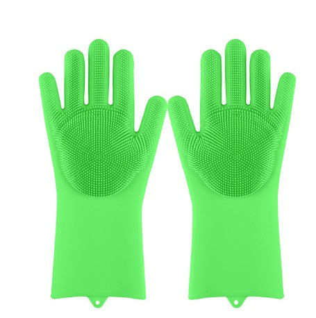 Silicone Heat-resistant Cleaning Brush Scrubbing Gloves - Minihomy