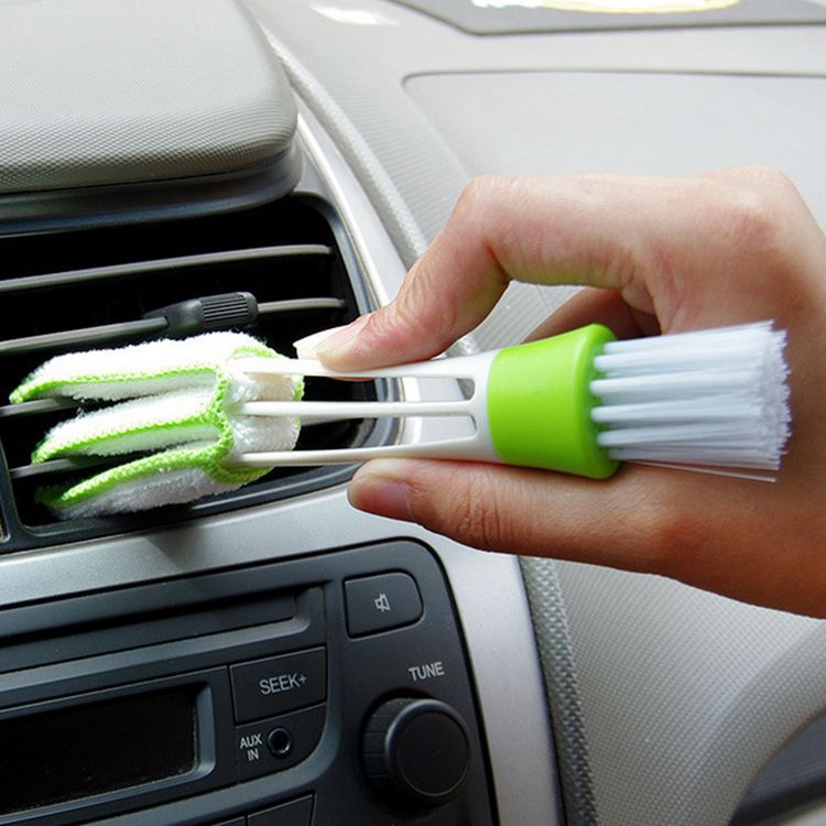 Double head with rag blinds cleaning brush household dusting brush dashboard keyboard brush - Minihomy