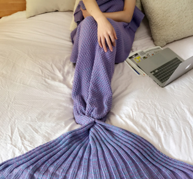 Mermaid Blanket Handmade Knitted Sleeping Wrap TV Sofa Mermaid Tail Blanket Kids - Minihomy