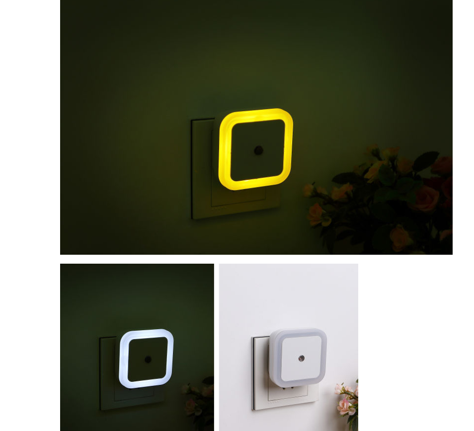 Intelligent LED sensor light Four square halo night light Creative gift plug-in energy-saving human body night light - Minihomy