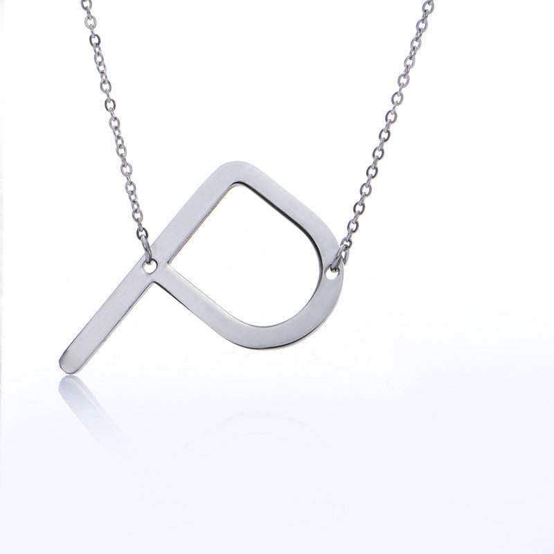 Fabulous Rose Gold Plated Stainless Steel Initial Letter Pendant Necklace - Minihomy