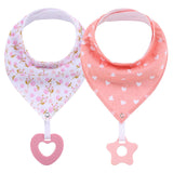 Baby Teether Triangle Baby Bandana Drool Bibs and Teeth Toys