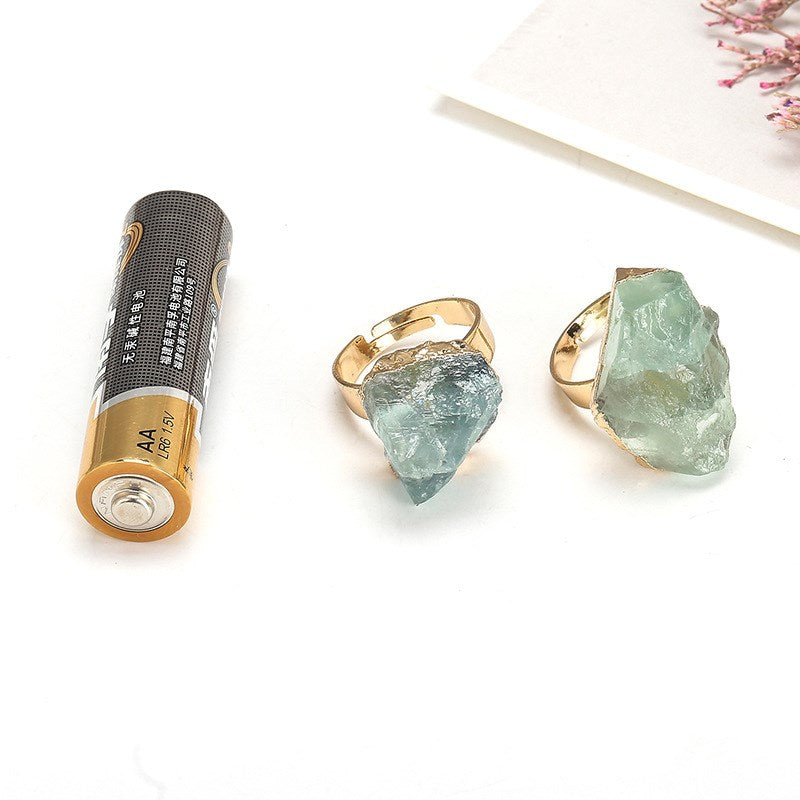 Natural Crystal Plating Rough Stone Ring - Minihomy