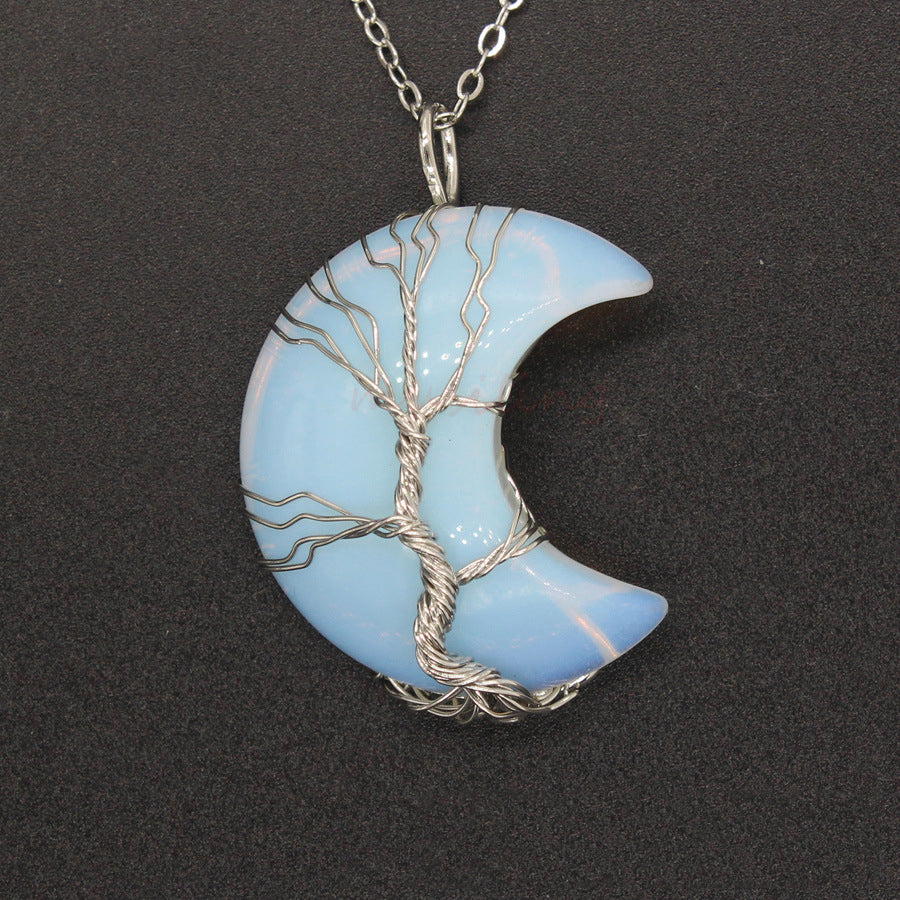 Natural Crystal Moon Pendant - Minihomy