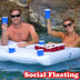 Water Party Fun Air Mattress Ice Bucket Cooler Cup Holder Inflatable Beer Pong Table Pool Float