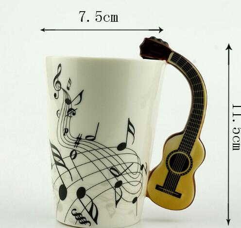 Creative Music Violin Style Guitar Ceramic Mug Coffee Tea Milk Stave Cups With Handle Coffee Mug Novelty Gifts - Minihomy