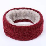 Winter warm men and women solid color wool knit plus velvet thick collar