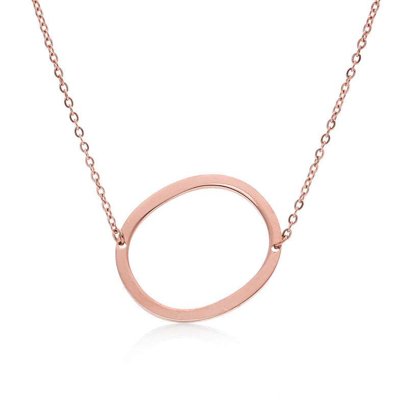 Fabulous Rose Gold Plated Stainless Steel Initial Letter Pendant Necklace - Minihomy