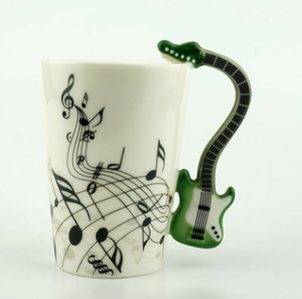 Creative Music Violin Style Guitar Ceramic Mug Coffee Tea Milk Stave Cups With Handle Coffee Mug Novelty Gifts - Minihomy