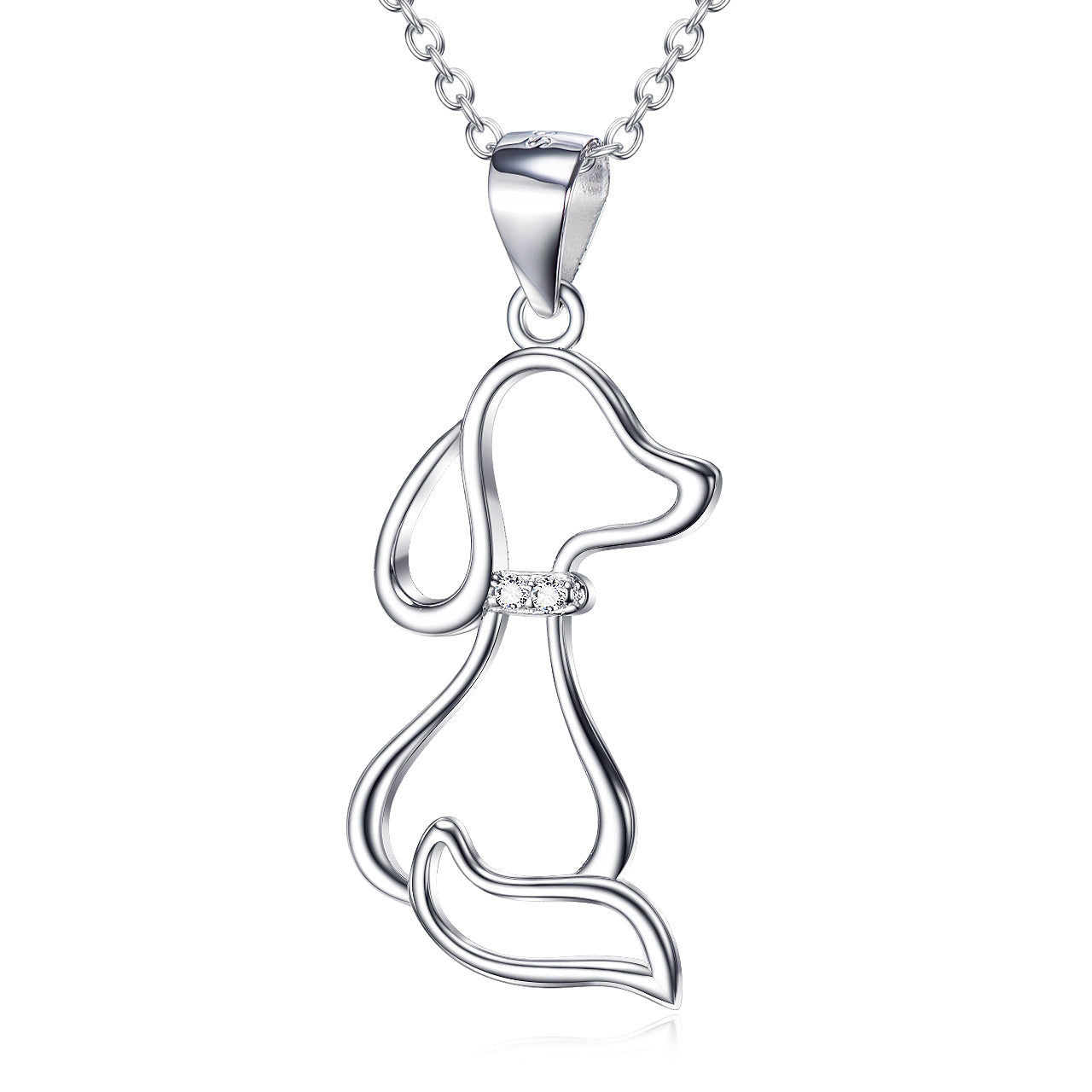 Ladies 925 Sterling Silver Jewelry Dog Necklace - Minihomy