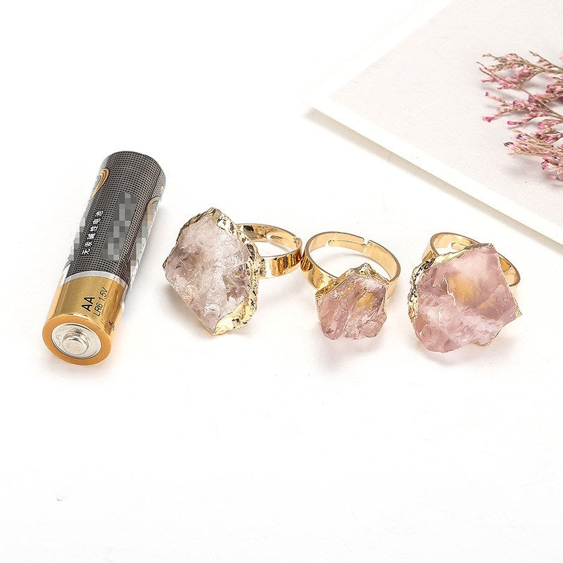 Natural Crystal Plating Rough Stone Ring - Minihomy